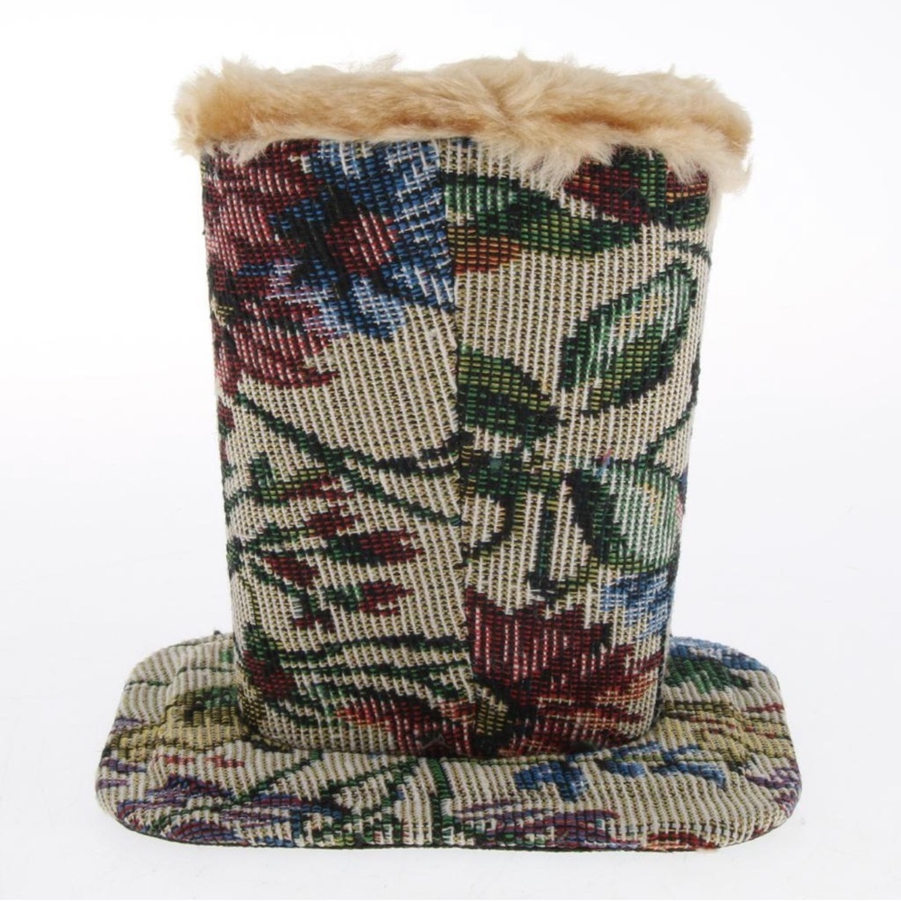 Floral Tapestry Faux Fur Lined Women's Glasses Holder Accessory - Picture 6 of 9